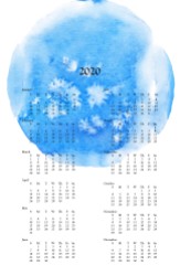 2020 wall calendar -Blue Watercolor